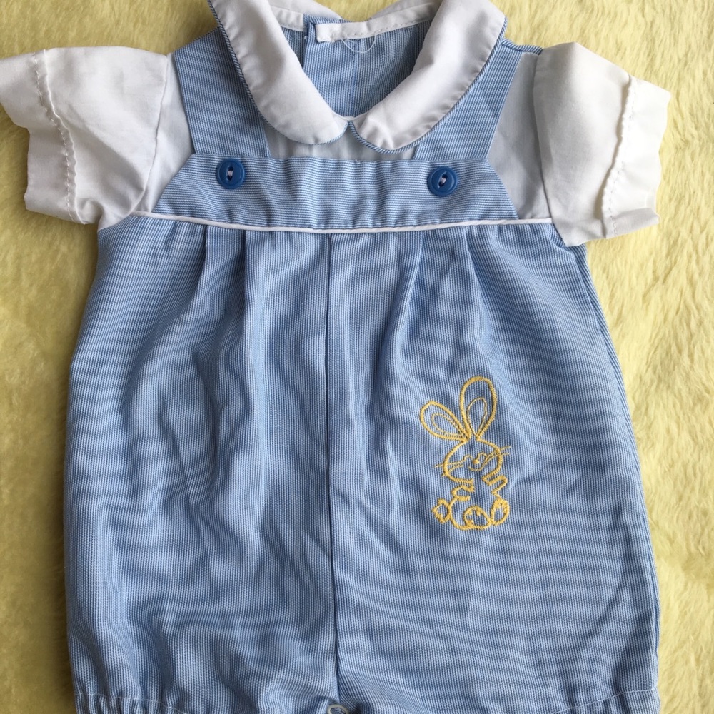 Vintage newborn blue overalls